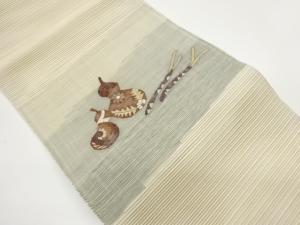 絽綴れ霞に瓢箪・抽象模様織出し名古屋帯